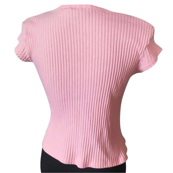 Y2K Zoey Beth Pink Cropped Shirt - Picture 3 of 4